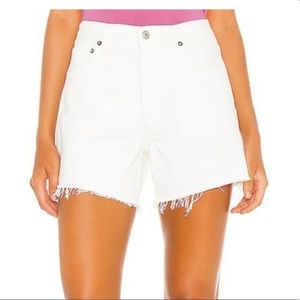 Agolde white Reese cut off denim shorts